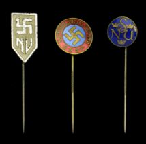 Second World War Lapel Badges. Three Swedish Third Reich sympathisers badges, circular red...