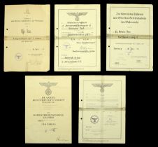 German Second World War Documents. Bestowal Document for the 1 Oktober 1938 Medal awarded t...