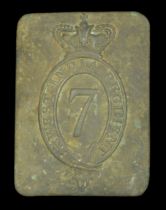 7th West India Regiment Other Ranks Shoulder Belt Plate c.1790. A scarce good brass rectang...