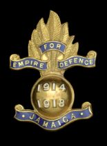 Jamaican Defence Force 1914-18 Sweethearts Brooch. A fine example in 9 carat gold (hallmark...