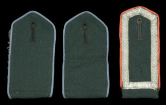 Eastern Volunteers Insignia. A matched pair of blue piped on dark green shoulder boards, sl...