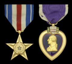 A United States of America Silver Star and Purple Heart pair awarded to Master Sergeant John...