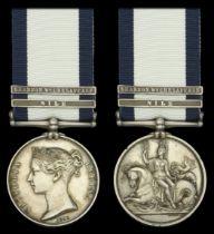 A rare 'Shannon With Chesapeake' 2-clasp Naval General Service Medal awarded to Private G....