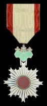 Japan, Empire, Order of the Rising Sun, Sixth Class breast badge, 67mm including paulownia f...