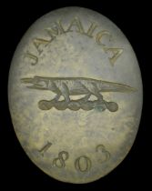 Jamaican Militia Other Ranks Shoulder Belt Plate c.1803. A good brass oval pattern impresse...