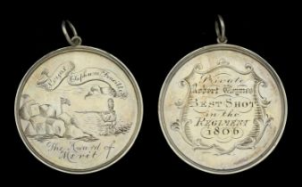 Loyal Clapham Fencibles 1810, a circular engraved medal with stepped border, 51mm, silver (n...