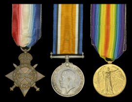 An interesting group of three awarded to Private S. Smith, East Kent Regiment, who was captu...