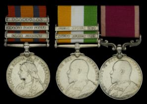 Three: Private T. Logan, Royal Munster Fusiliers Queen's South Africa 1899-1902, 3 clasps...