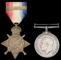 Pair: Private J. Carter, 2nd Battalion, Suffolk Regiment 1914 Star, with clasp (3-9215 Pt...