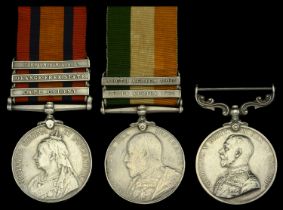 Three: Corporal F. Adams, Suffolk Regiment Queen's South Africa 1899-1902, 3 clasps, Cape...