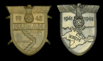 German Second World War Kuban and Krim Shields. Two unfinished condition Kuban and Krim Shi...