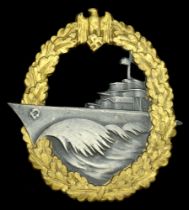 A Kriegsmarine Destroyer Badge. A superb example by Schwerin, wreath retaining all original...
