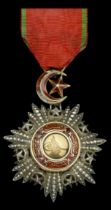 Ottoman Empire, Order of the Medjidieh, Fifth Class breast badge, 72mm including star and cr...