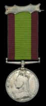 The Second Afghan War medal awarded to Lieutenant M. B. Salmon, West India Regiment, attache...