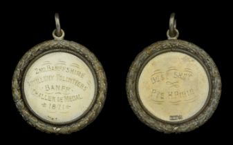 Banffshire Artillery Volunteers 1871. A circular engraved medal with decorated rim, 43mm, s...