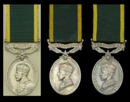 Efficiency Medal (3), G.V.R., Militia (2555737 Sgln. D. Rhodie. R. Signals.); G.VI.R., 1st i...