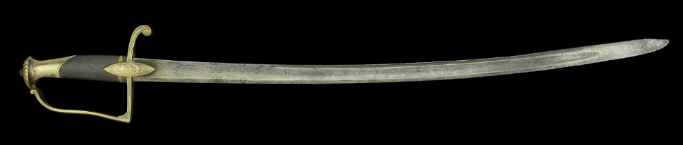 A ï»¿ï»¿ï»¿ï»¿French Navy Officer's Sword c.1800. 78cm overall, slightly curved blade 65cm etched w.