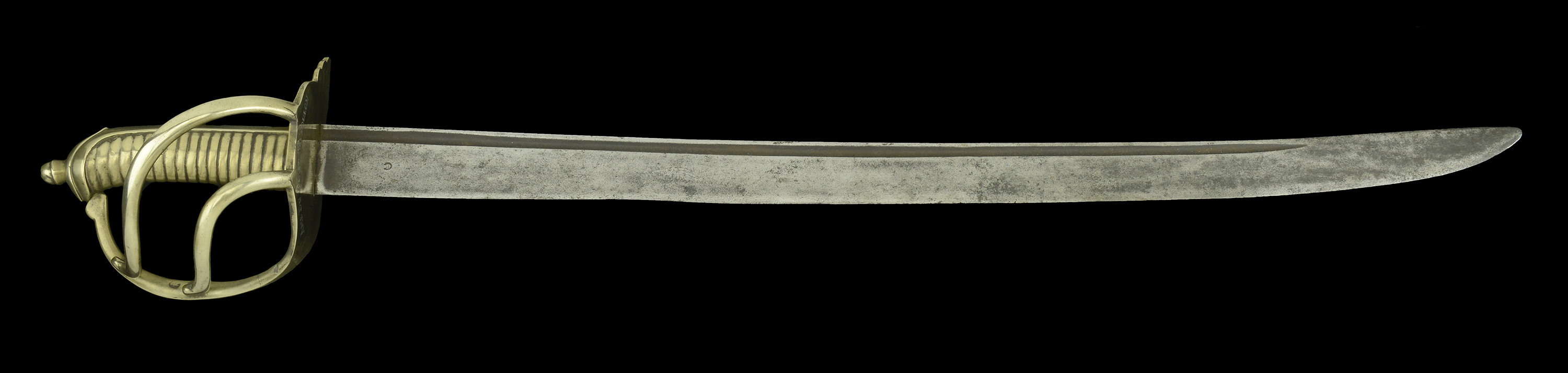 A French Navy M.1782 Brass Hilted Cutlass. Blade 62cm, acceptance stamp on right side. Unde...