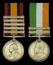 Pair: Private W. Tout, Somerset Light Infantry Queen's South Africa 1899-1902, 5 clasps,...