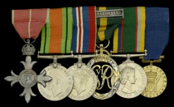 A Second War M.B.E. group of six awarded to Major A. L. M. Cook, Royal Artillery The Mos...