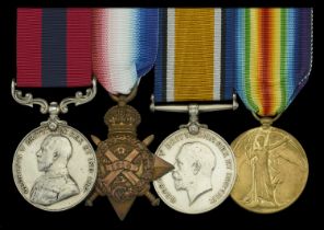 A Great War 'Battle of Festubert 1915' D.C.M. group of four awarded to Private F. Ball, Sout...