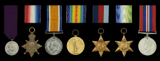 A Great War O.B.E. Medal group of seven awarded to Gunner F. W. May, Royal Field Artillery,...