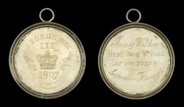 Royal Flint Regiment 1807.â€¨A circular engraved medal with double-stepped rim, 56mm, silver,...