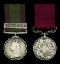 Pair: Corporal T. Harwood, 59th Regiment of Foot Afghanistan 1878-80, 1 clasp, Ahmed Khel...