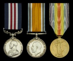 A Great War 'Western Front' M.M. group of three awarded to Private D. McLaren, Seaforth High...
