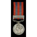 The India General Service Medal awarded to Private J. Robinson, 80th Regiment of Foot, who w...