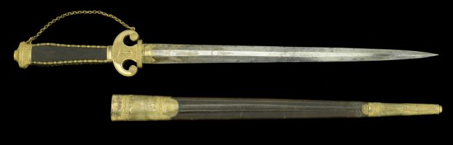 A French Naval Officer's Dirk, c.1800. A particularly fine quality example, 51cm, double ed...