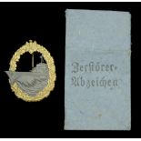 A Kriegsmarine Destroyer Badge in its Original Presentation Packet. An excellent example by...