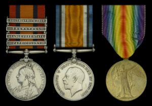 Three: Private F. Jones, Norfolk Regiment Queen's South Africa 1899-1902, 4 clasps, Cape...