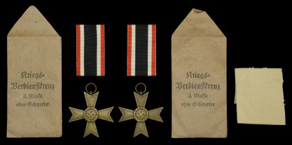 War Service Crosses Second Class in Original Presentation Packets. Two examples, the first...