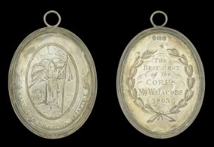 Yarmouth Volunteer Infantry 1803.â€¨A large oval engraved medal with triple-stepped rim, 71mm...