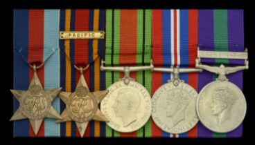 Five: Corporal V. M. Sissons, Royal Signals 1939-45 Star; Burma Star, 1 copy clasp, Pacif...