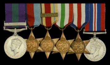 Six: Sergeant J. Falkingham, Royal Signals General Service 1918-62, 1 clasp, Palestine (2...