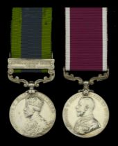 Pair: Private A. Parsons, Somerset Light Infantry India General Service 1908-35, 1 clasp,...