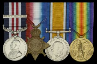 A fine Great War 'Western Front' M.M. and Second Award Bar group of four awarded to Pioneer...