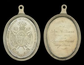 Royal Clarence Regiment of the Cardiganshire Local Militia 1812. An oval engraved medal wit...