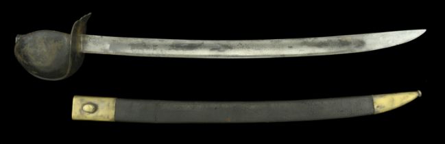 A French Navy M. An.XI (1802) Sheet Iron Hilted Cutlass. Black painted hilt. Blade 69cm, ma...