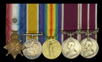 A Great War M.S.M. group of five awarded to Acting Sergeant W. Hoxley, Royal Engineers, who...