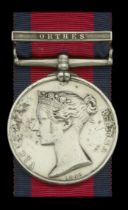 Military General Service 1793-1814, 1 clasp, Orthes (J. Hill, R.H. Arty.) brooch fittings re...