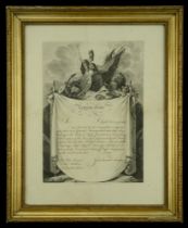 A Lloyd's Trafalgar Patriotic Fund Casualty Certificate. 450mm x 350mm and housed in an old...