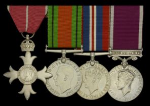 A post-War M.B.E. group of four awarded to Warrant Officer Class I P. E. Crack, Royal Artill...