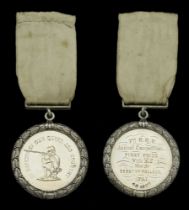 Renfrewshire Rifle Volunteers 1865. A circular engraved medal with decorated rim, 49mm, sil...