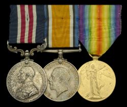 A Great War 'Western Front' M.M. group of three awarded to Corporal J. C. Norcombe, Royal En...