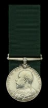 Volunteer Force Long Service Medal, E.VII.R. (2286 Pte. J. Roberts. 1/V.B. Rl. Welsh Fus.) e...