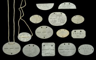 Imperial German Identity Tags. 5 standard large-size army identity tags all in zinc, 3 spli...