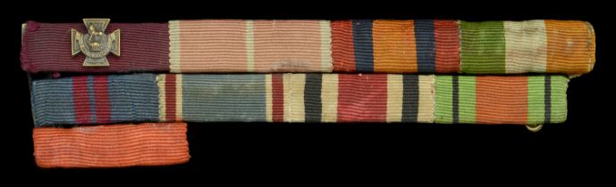The medal riband bar worn by Lieutenant-Colonel W. Robertson, V.C., C.B.E., Gordon Highlande...